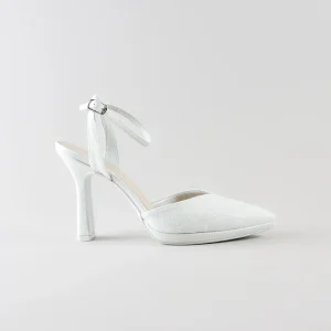 Ankle Strap Mery – Tacco 10cm con Plateau in glitter avorio