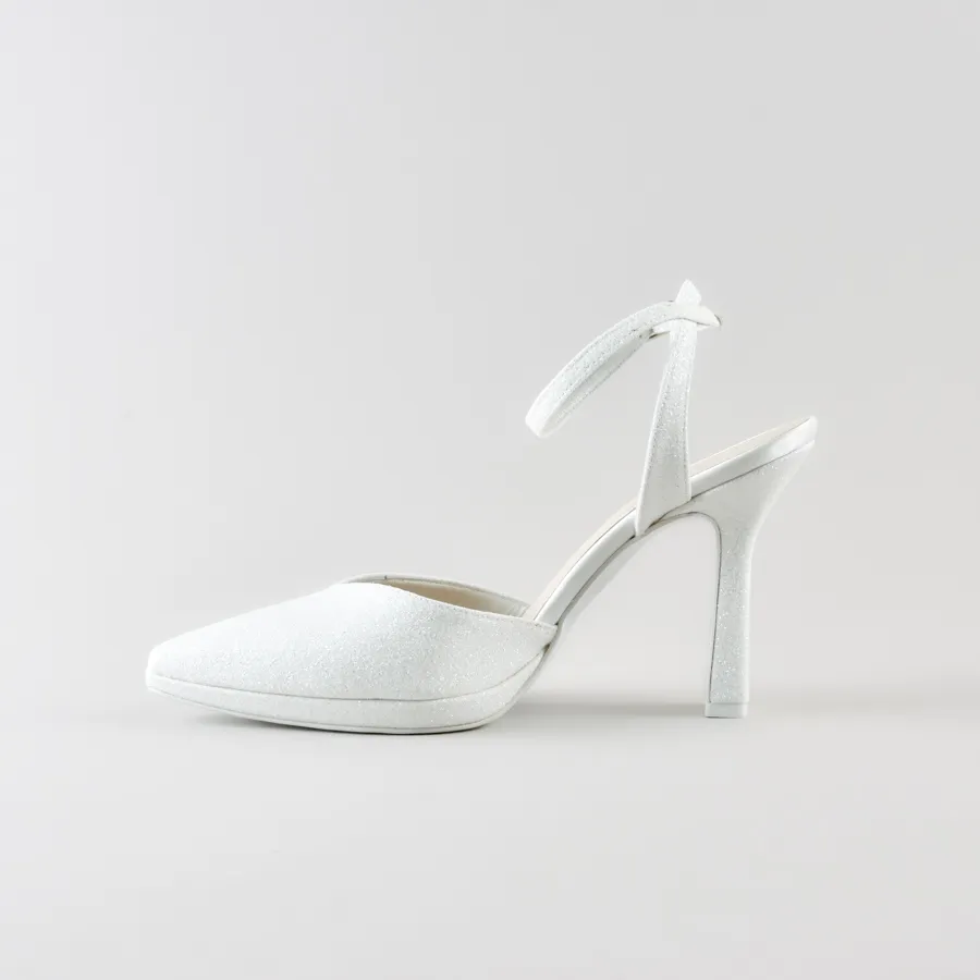 Ankle Strap Mery – Tacco 10cm con Plateau in glitter avorio - immagine 6