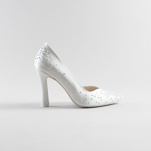 Decolletè Vivienne 90mm – Satin Avorio, Perle e Swarovski