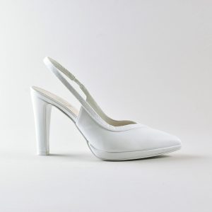 Slingback Michelle 100mm plateau – Nappa e Glitter bianco