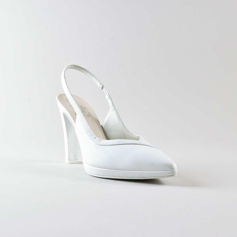 Slingback Michelle 100mm plateau – Nappa e Glitter bianco - immagine 7