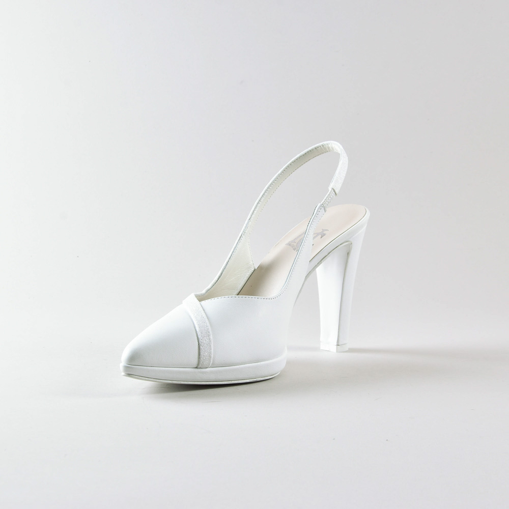 Slingback Michelle 100mm plateau – Nappa e Glitter bianco - immagine 6
