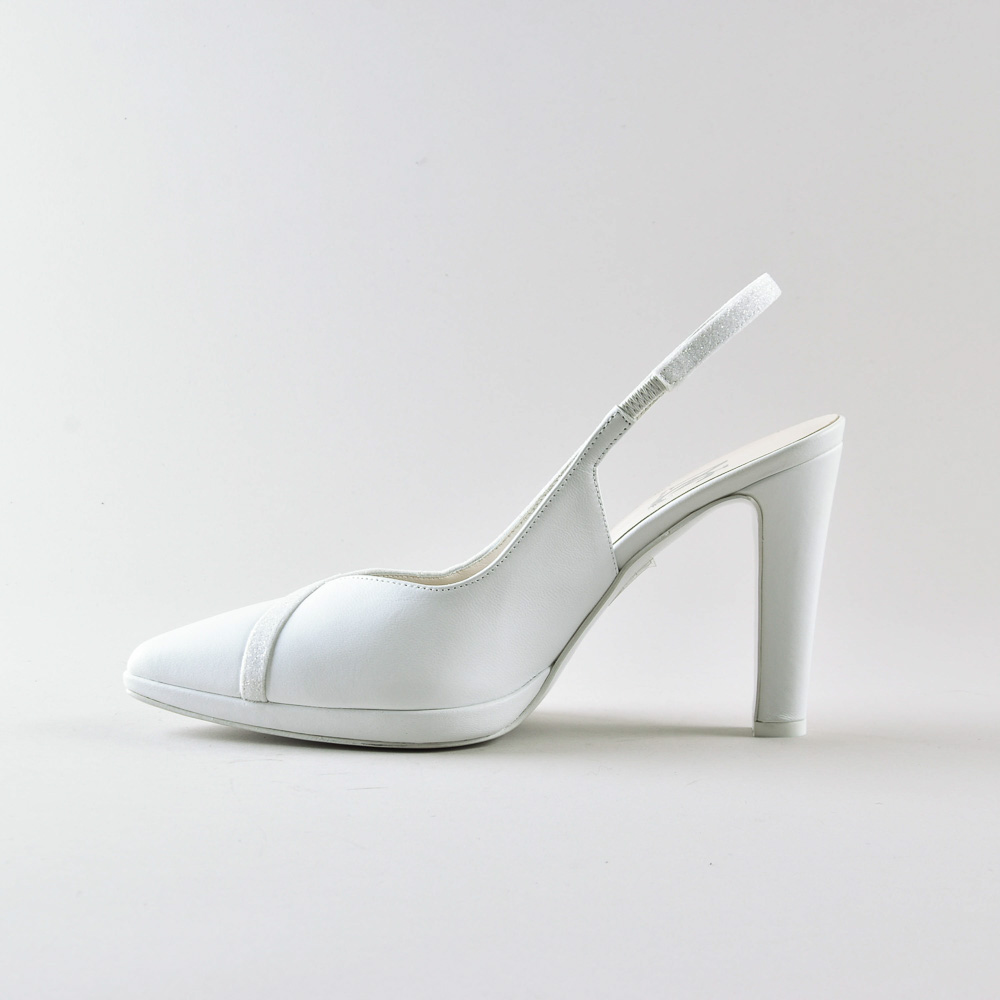 Slingback Michelle 100mm plateau – Nappa e Glitter bianco - immagine 5