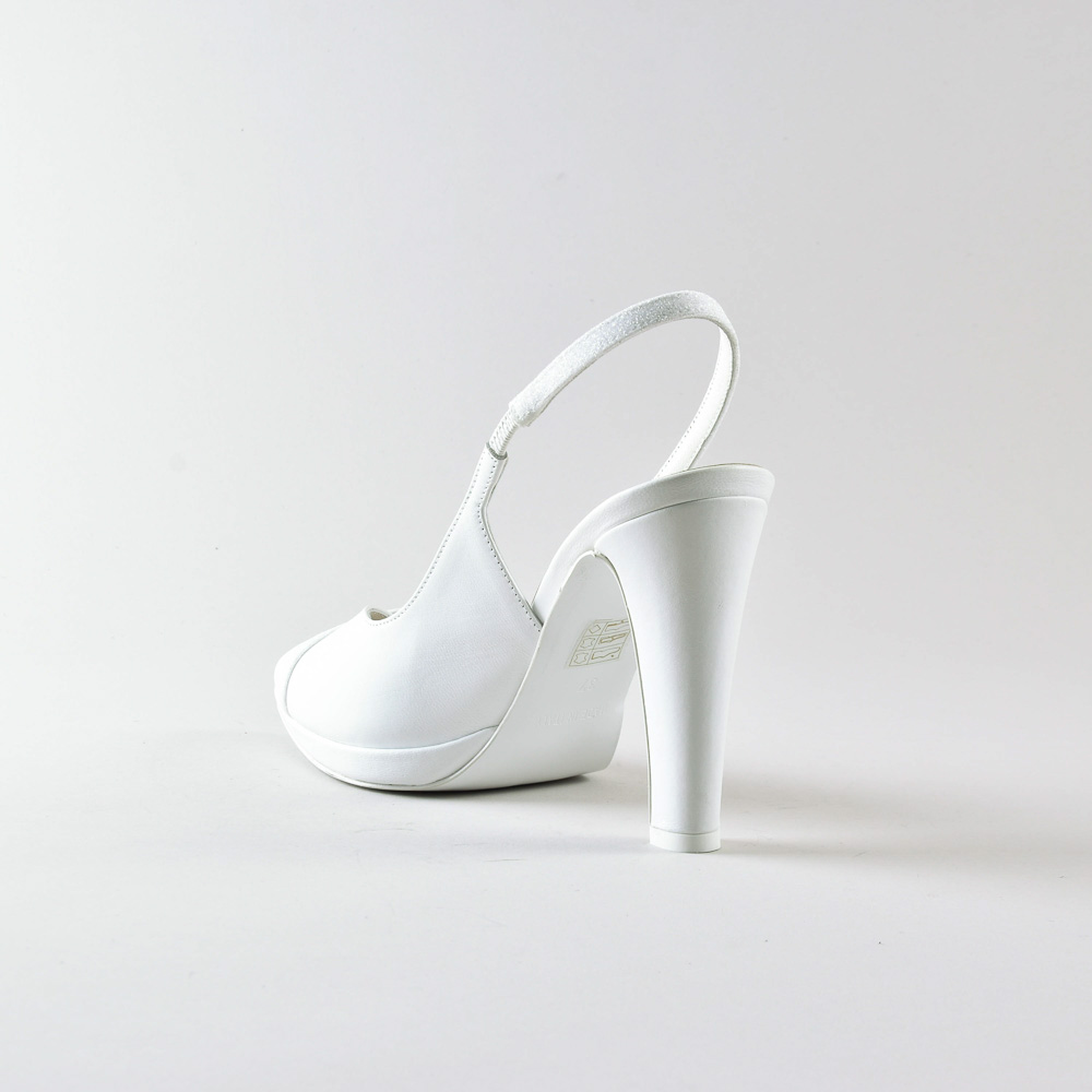 Slingback Michelle 100mm plateau – Nappa e Glitter bianco - immagine 4