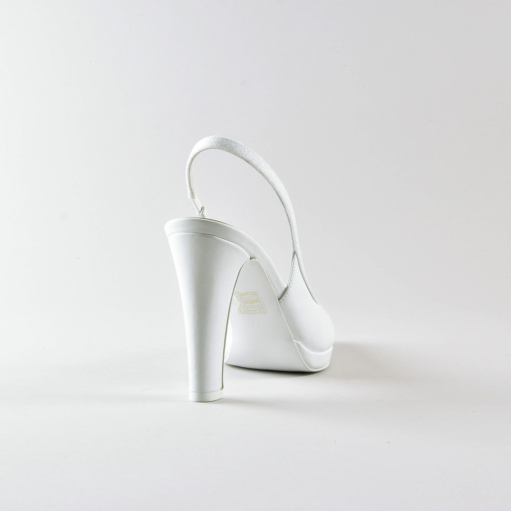 Slingback Michelle 100mm plateau – Nappa e Glitter bianco - immagine 3