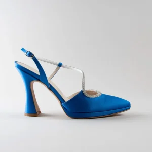 Slingback Miranda 100pl mm – Satin Blu Cina