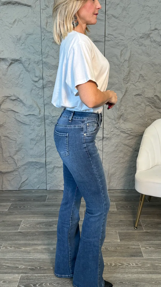 Jeans Flare denim medio - immagine 4
