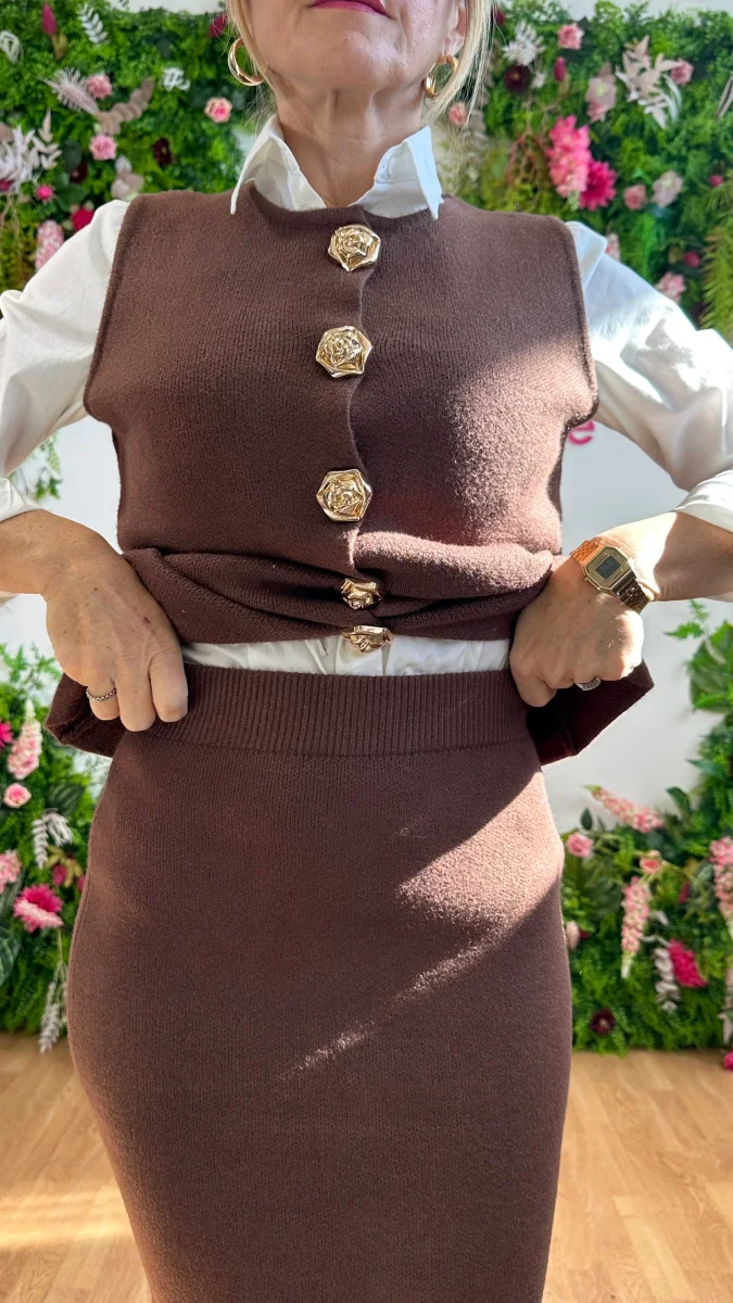 Coordinato Rose Giro Manica Marrone - immagine 5