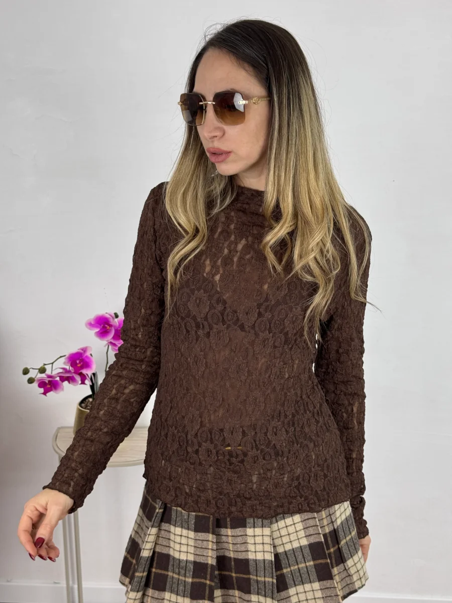 MAGLIETTINA IN PIZZO KELLY CHOCO - immagine 7