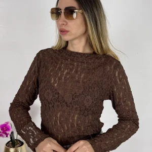 MAGLIETTINA IN PIZZO KELLY CHOCO