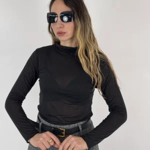 MAGLIETTINA CASHMERE COLLO ALTO NERA