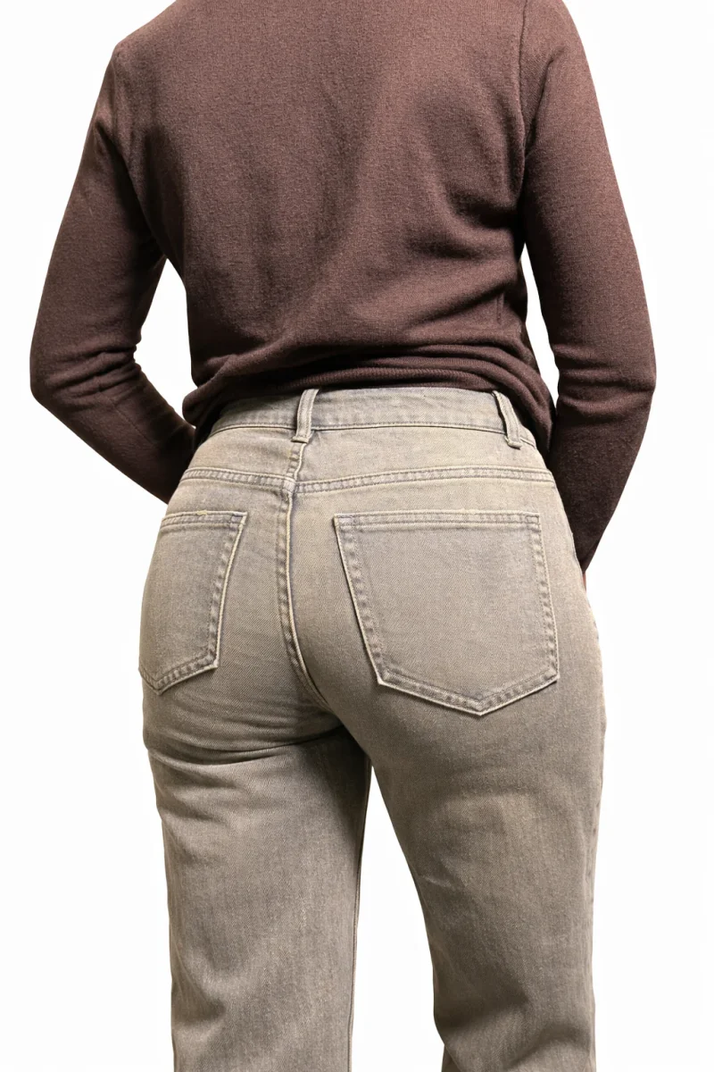 Jeans Straight Vita Alta – Tortora Vintage - immagine 6