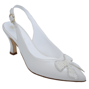 Chanel con fiocco perline e strass: Scarpe da Sposa in pelle, tacco 8
