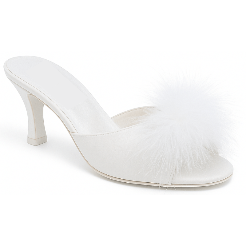 Farfalla Marabou: Ciabatte da Sposa in raso Tacco 8