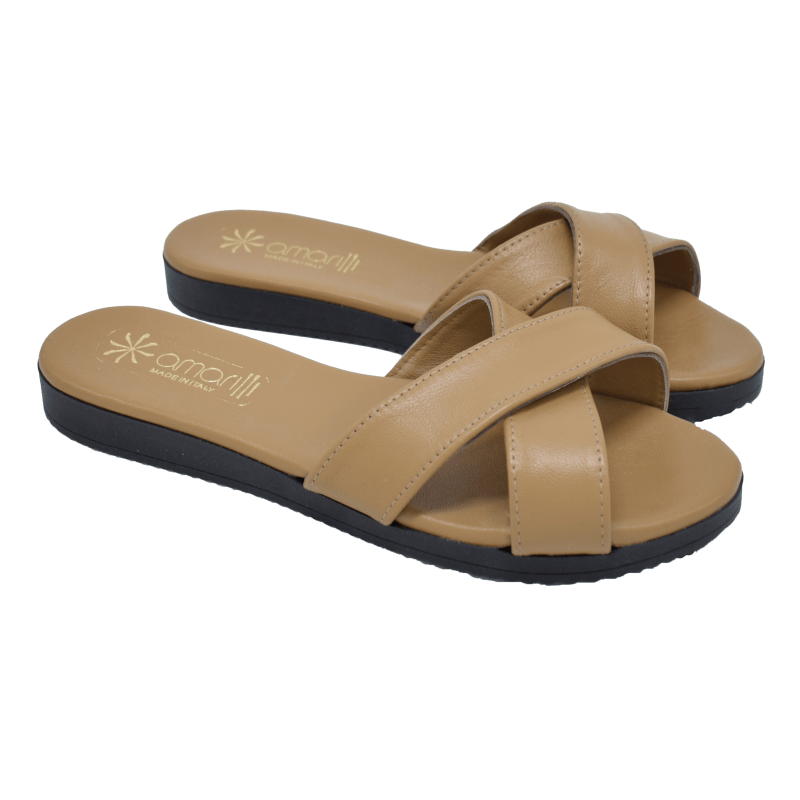 Primula: Ciabatte a Fasce Incrociate in Pelle Nappa - immagine 4