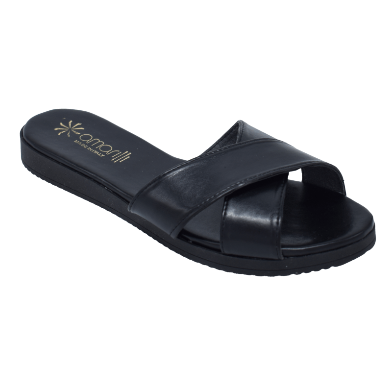 Primula: Ciabatte a Fasce Incrociate in Pelle Nappa - immagine 3