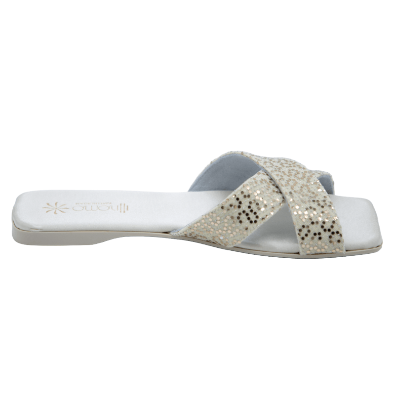 Barbara: Ciabatte da Sposa a fasce incrociate in cotone elasticizzato e strass - immagine 3