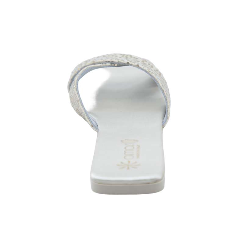 Barbara: Ciabatte da Sposa a fasce incrociate in cotone elasticizzato e strass - immagine 4