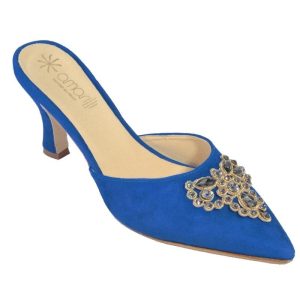 Sole: Sabot in pelle camoscino con Puntale Nero di Strass