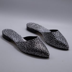 Luna: Sabot in  Raso Maculato Bianco/Nero