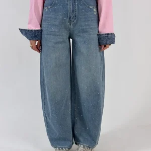 JEANS STRASS CINTURINO GIALLO