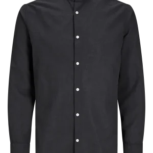 JACK & JONES CAMICIA COREANA IN MISTO LINO - Col. Nero