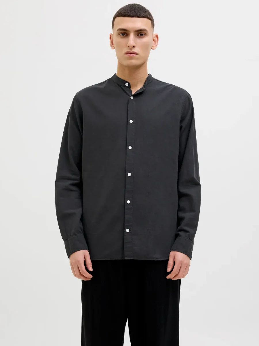 JACK & JONES CAMICIA COREANA IN MISTO LINO - Col. Nero - immagine 3