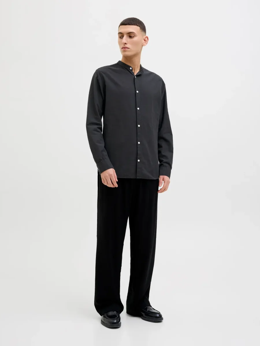 JACK & JONES CAMICIA COREANA IN MISTO LINO - Col. Nero - immagine 7