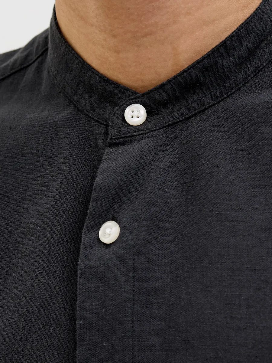 JACK & JONES CAMICIA COREANA IN MISTO LINO - Col. Nero - immagine 6