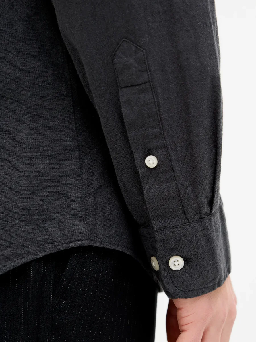 JACK & JONES CAMICIA COREANA IN MISTO LINO - Col. Nero - immagine 5