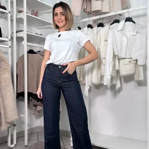 Jeans Wide leg denim scuro estivo