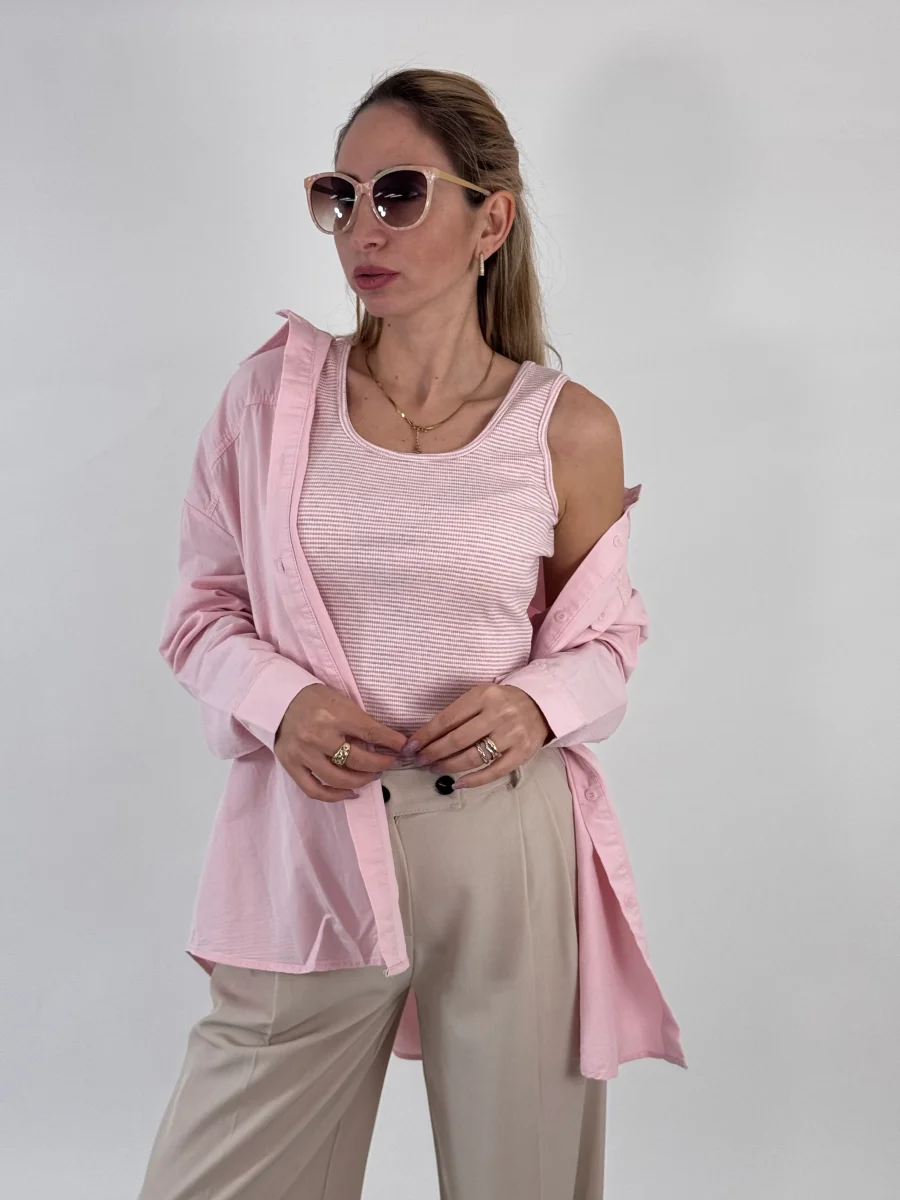 CAMICIA + CANOTTA A RIGHE ROSA