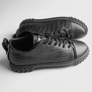 BLACK SNEAKERS EFFETTO PELLE DI COCCODRILLO