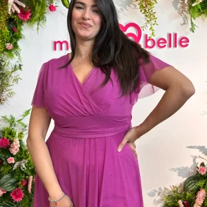 Abito Charlotte glitter curvy magenta