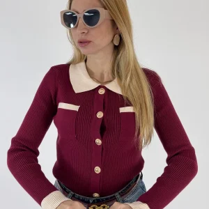 CARDIGAN SVEVA BORDEAUX