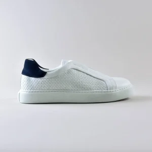 Sneakers in pelle Bianca e Camoscio Blu