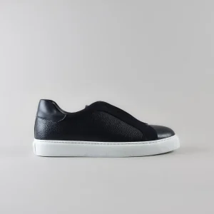 Sneakers Luke in Pelle Blu Senza Stringhe