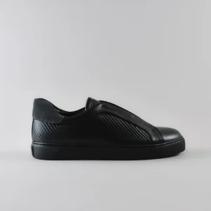Sneakers Luke in Pelle Nera Senza Stringhe