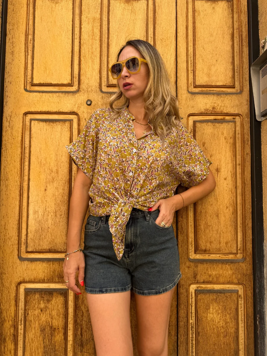 CAMICIA FIORELLINI LIME - immagine 2