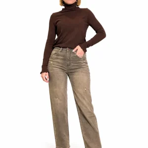 Jeans Straight Vita Alta – Tortora Vintage