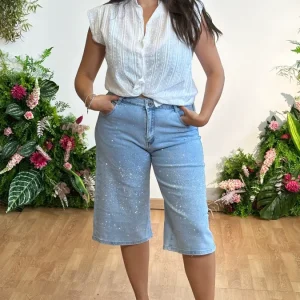 Bermuda jeans strass