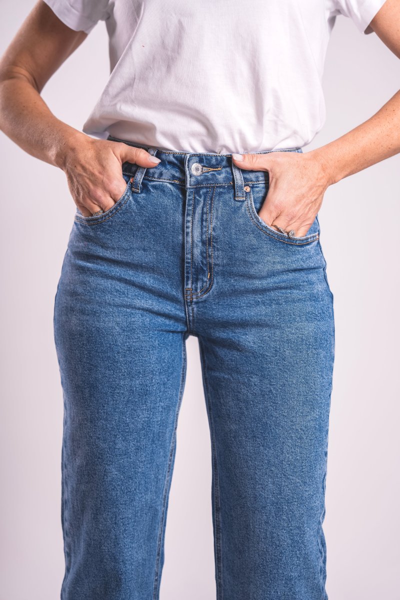 Jeans Straight Vita Alta – Denim Blu Medio - immagine 5