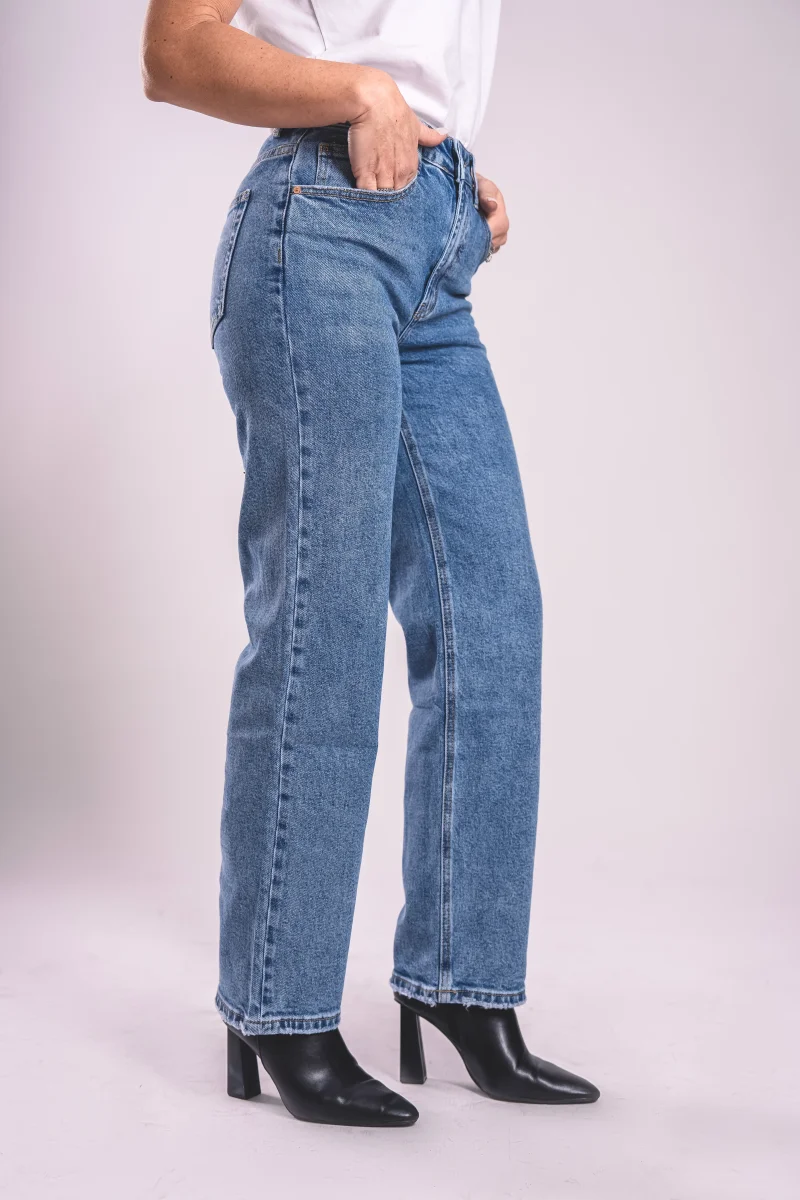 Jeans Straight Vita Alta – Denim Blu Medio - immagine 6