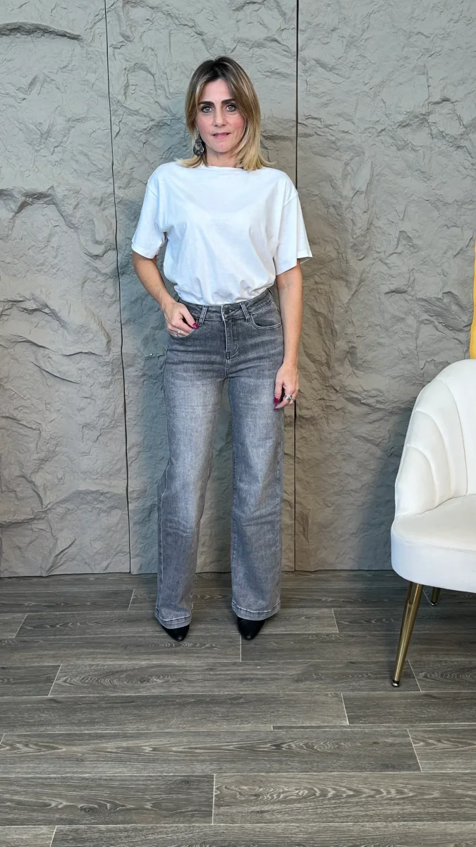 Jeans Wide leg grigio