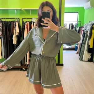 Completo giacca over più short lino cotone