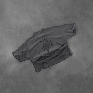 SMOKE GREY FLOWER TEE