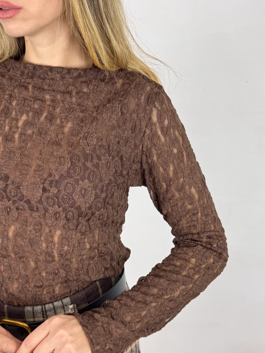 MAGLIETTINA IN PIZZO KELLY CHOCO - immagine 3