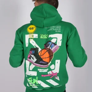 FELPA CON CAPPUCCIO "EPIC" - Col. Verde