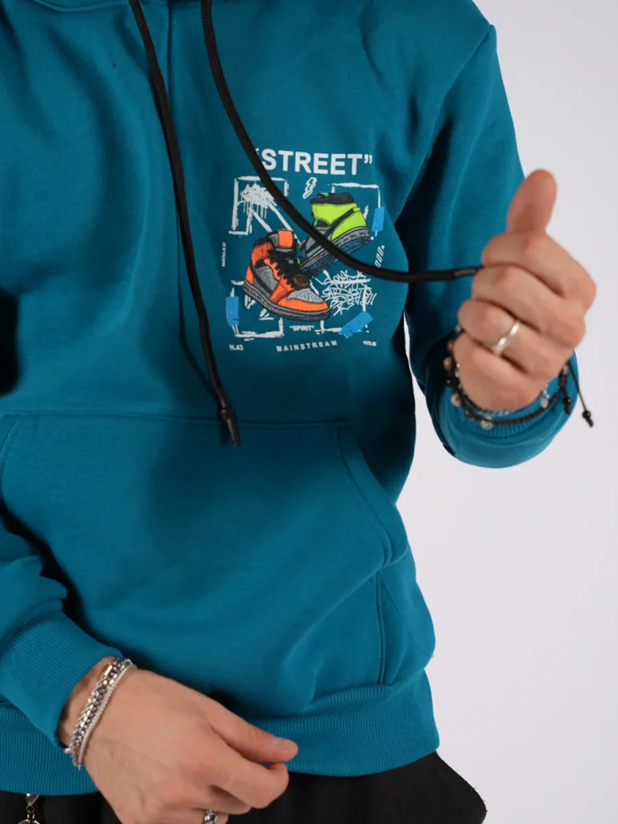 FELPA CON CAPPUCCIO "STREET" - Col. Blu - immagine 3