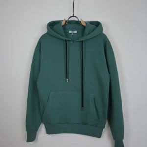 FELPA CON CAPPUCCIO GARZATA - VERDE ACQUA